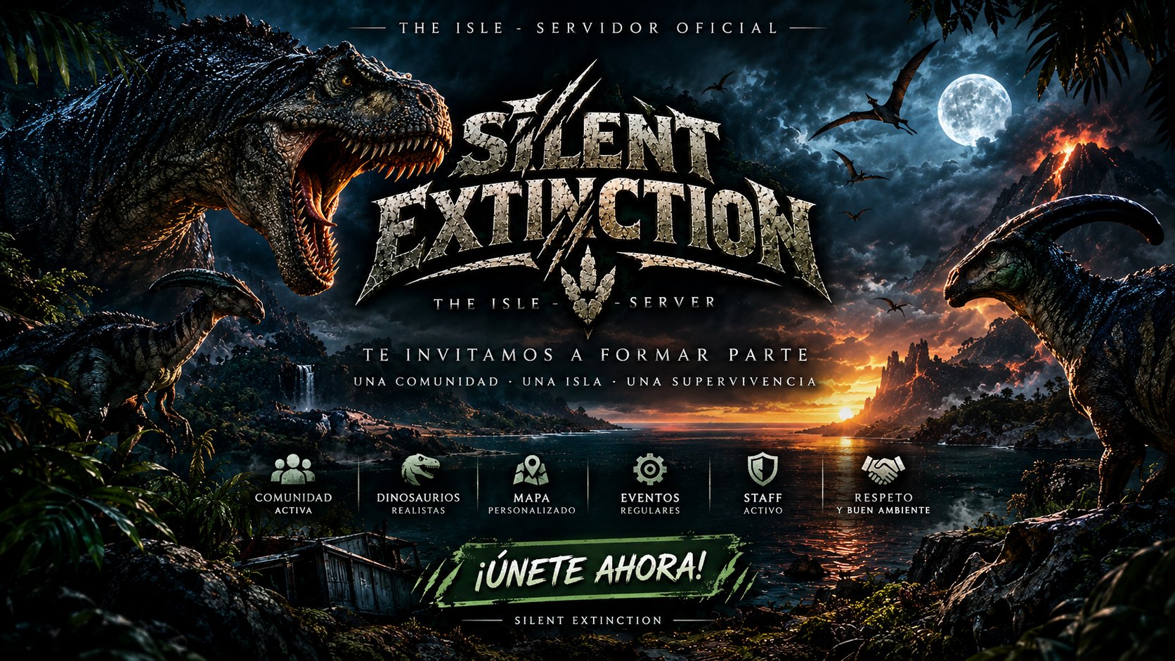 Dinosaurios y paisaje prehistórico de Silent Extinction